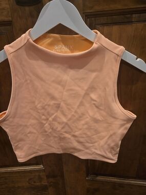 SPANX Peach Ribbed High-Neck Crop Tank